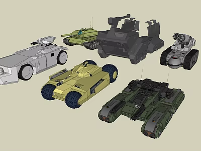 Various Military Tank And Armored Vehicle Models With Different Designs And Colors 3d model