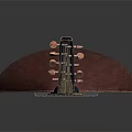 Traditional Wooden Lute With Ornate Carved Patterns And Decorative Edges