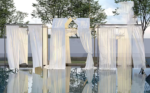 Modern curtain screen window curtain screen gauze curtain gauze mosquito net 3d model