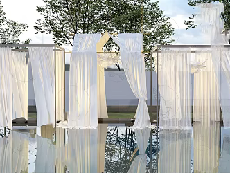 Modern curtain screen window curtain screen gauze curtain gauze mosquito net 3d model