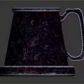 Dark Textured Ceramic Mug With Handle And White Rim For Daily Use