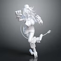 Game and Movie Character 3D Female Model with Mechanical Arms Legs Dynamic Pose and Hat