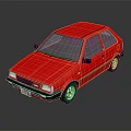 Red Compact Car With Modern Exterior Design Sleek Body And Shiny Finish