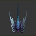 Game Movie Character Blue Purple Dragon With Detailed Wings