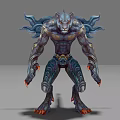 Lion Headed Muscular Fantasy Game and Movie Character With Blue Mane Red Claws