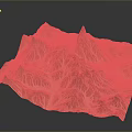 3D Mountain Terrain Model With Detailed Topography Red Brown Cream Textures Elevated Ridges Geographic