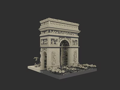 Garden Landscape With Detailed Ornate Architectural Structure And Lush Surrounding Plants 3d model