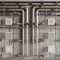 Industrial Ceiling Structure With Exposed Metal Pipes Vents And Fixtures