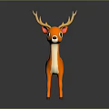 Cute Orange 3D Cartoon Deer Character With White Spots Antlers And Large Eyes