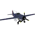 Vintage Propeller Fighter Aircraft With American Insignia And Landing Gear Extended