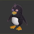 Cartoon Penguin 3D Character Model With Black Body White Belly Blue Eyes Orange Beak Feet