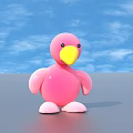 Cute Pink Plush Toy With Yellow Beak And Black Eyes For Children