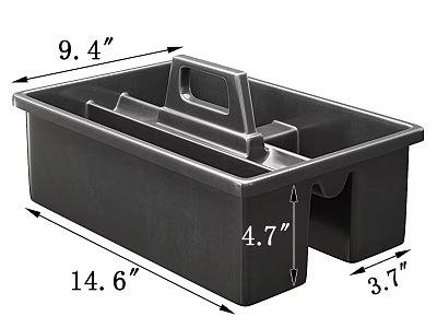 Practical Black Plastic Storage Organizer with Handle Compartment and 14.6 Inch Length 9.4 Inch Width 3d model