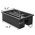 Practical Black Plastic Storage Organizer with Handle Compartment and 14.6 Inch Length 9.4 Inch Width