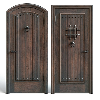 Retro door single door entry door 3d model