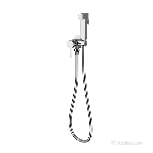 Modern Chrome Handheld Shower Head With Sleek Design And Flexible Hose 3d model