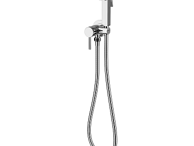 Modern Chrome Handheld Shower Head With Sleek Design And Flexible Hose 3d model