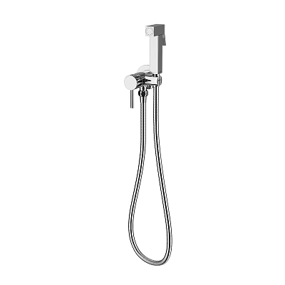 Modern Chrome Handheld Shower Head With Sleek Design And Flexible Hose 3d model