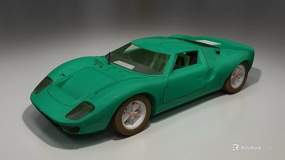 Green Classic Sports Car With Streamlined Body And White Wheels Design 3d model 
