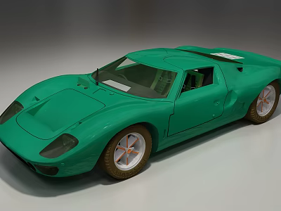 Green Classic Sports Car With Streamlined Body And White Wheels Design 3d model