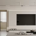 Contemporary Living Dining Area Interior With Black Leather Sofa White Walls And Geometric Wall Art