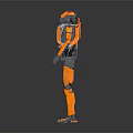Orange Mechanical Robot Character With Detailed Structure And Exterior Design