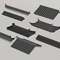 Traditional Architectural Roof Components With Various Eave And Tile Styles