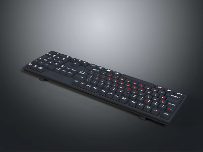 Black Standard Keyboard With White Red Keys And Durable Design 3d model