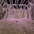 Reinforced Underground Tunnel Interior With Rock Walls And Steel Support Frames