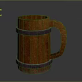 Wooden Barrel Shaped Mug With Decorative Bands For Household Use