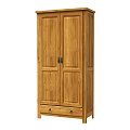 Solid Wood Double Door Wardrobe With Simple Design And Bottom Storage Drawers 3d model