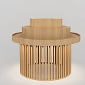 Brown Metal Display Shelf With Multi Layer Circular Top And Striped Grille Base 3d model