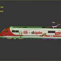 Red and White DB Duplo Electric Train with Brand Logo and Graphic Design