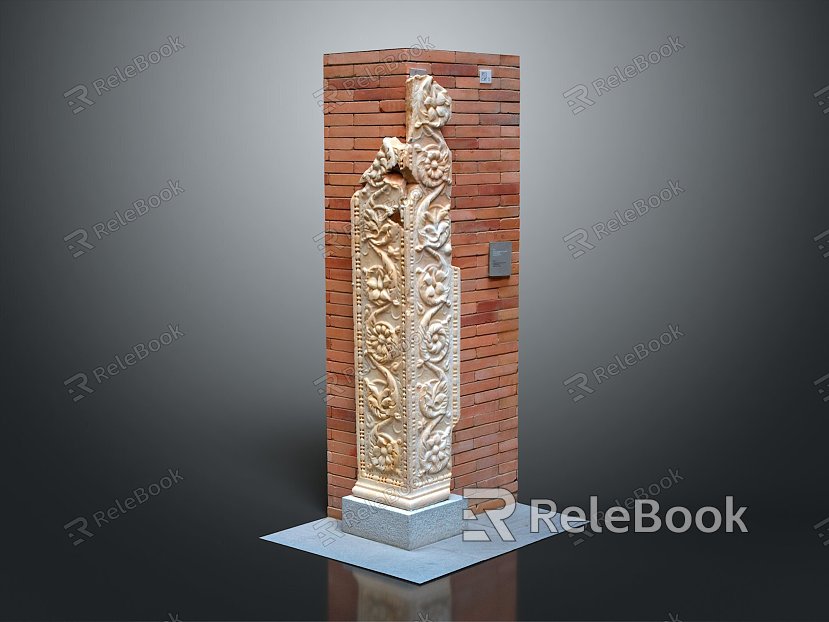 Pillar Stone Pillar Stone Pillar Old Stone Pillar Outdoor Articles Realistic model