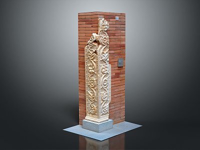 Pillar Stone Pillar Stone Pillar Old Stone Pillar Outdoor Articles Realistic model