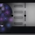 Innovative Abstract Design Showcasing Circular Sphere With Purple Light Spots And Linear Patterns