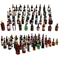 Wine Bottles and Glasses Collection with Assorted Colors and Designs