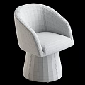 Green Fabric Accent Chair with Curved Backrest and Armrests on Cylindrical Base Comfortable Design 3d model