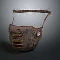 Leather Mask with Textured Strap and Metal Accents Vintage Design