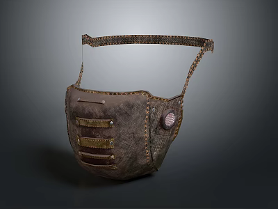 Leather Mask with Textured Strap and Metal Accents Vintage Design 3d model