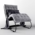 Gray Padded Lounge Chairs With Black Metal Legs And Dark Blanket