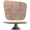 Modern Coffee Table Featuring Wooden Textured Tabletop And Woven Conical Base Design 3d model