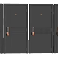Modern Security Doors With Different Panel Patterns Metal Handles And Locks 3d model