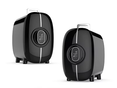 Modern Black Fridge Freezers with White Stripes Control Panel and Sleek Design 3d model