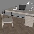 Simple Desk Drawer Type Desk and Chair Combination Laptop Table Lamp Reading Lamp Pen 3d model