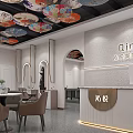 Modern Luxury Beauty Hair Salon Interior With Decorative Umbrella Ceiling And Reception Desk