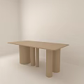 Modern Beige Dining Table With Light Colored Top And Cylindrical Legs 3d model