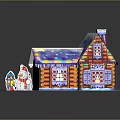 3D Christmas Pop Up Decoration With Gingerbread House Santa Sleigh Reindeer And Trees