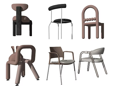 Stylish Contemporary Children's Chairs With Various Backrest Designs And Neutral Tones 3d model