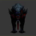Fierce Mythical Wolf Like Creature With Spiked Mane Red Glowing Eyes And Fiery Gray Body